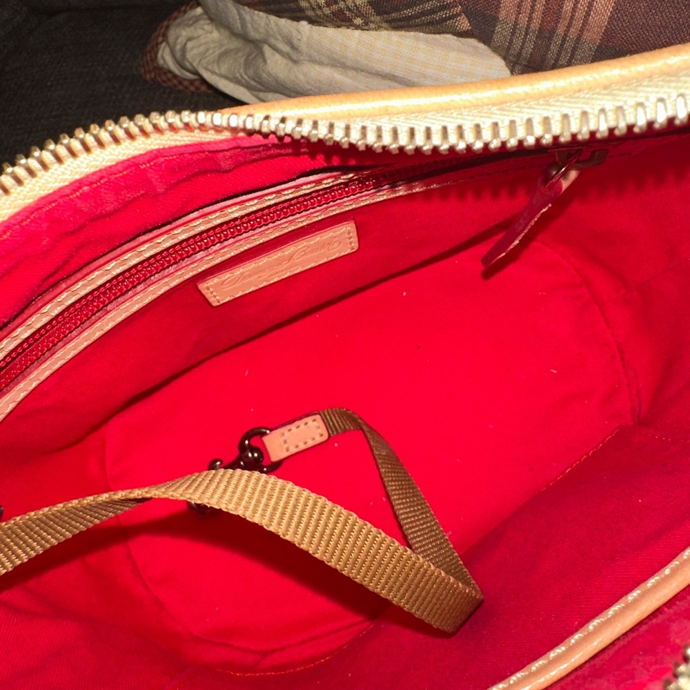 Dooney & Bourke Red and White Striped Shoulder Bag - Picture 6 of 6